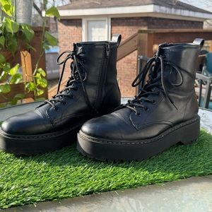 Platform Zip Combat Boots